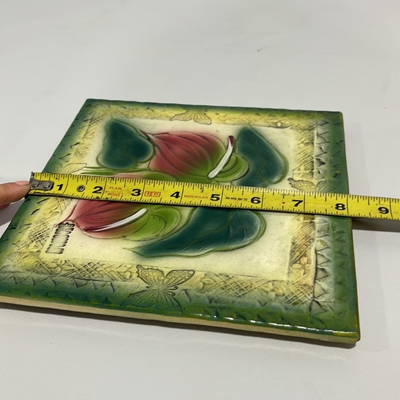 Handmade Trivet Kona Hawaii 8x8 floral design - Picture 9 of 10